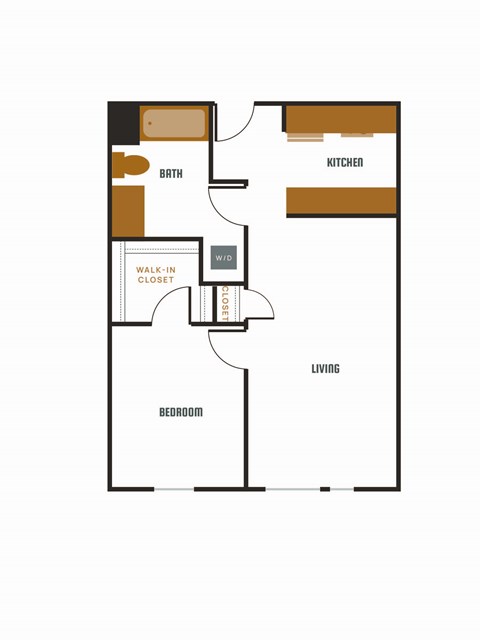 a floor plan of an apartment with a bedroom and a living room